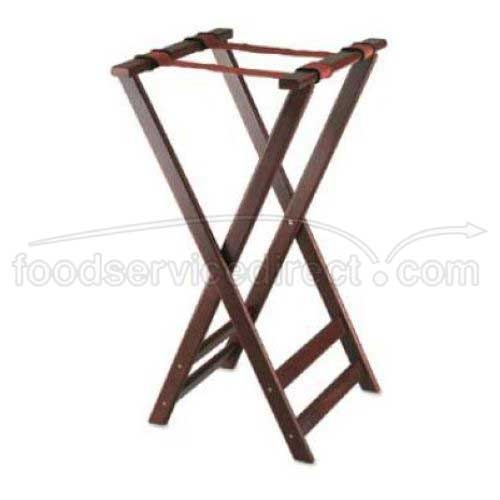 Alegacy Dark Mahogany Wooden Tray Stand with Rubber Ring, 16 1/4 x 32 1/2 inch.
