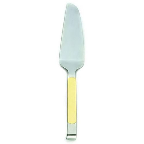 Alegacy Orbit Stainless Steel Pie Server - Gold Trim Handle, 11 7/8 inch.