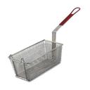 Alegacy Rectangular Wire Fry Basket with Red Plastic Handle, 13 x 5 3/8 x 5 5/8 inch.
