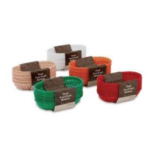 Alegacy Round Bottom White Oval Fast Food Basket, 9 3/8 x 2 inch - 12 per pack -- 3 packs per case.
