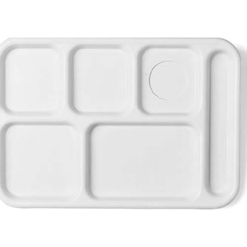 Cambro Sherwood Green Camwear 6 Compartment School Tray, 14 1/2 x 10 x 3/4 inch -- 24 per case.