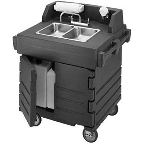 Cambro Black Base with Granite Gray Door CamKiosk Hand Sink Cart, 40 9/16 x 45 1/2 x 32 1/2 inch.