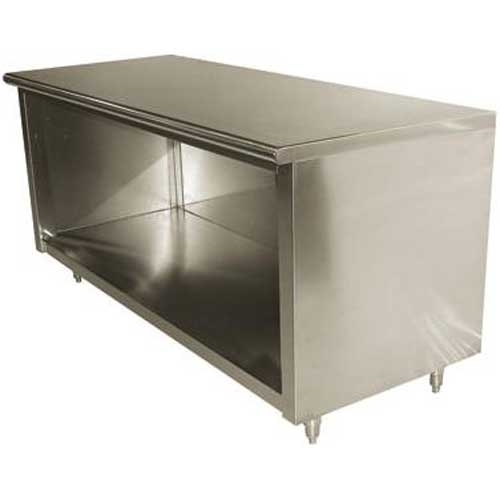 Stainless Steel Flat Top Enclosed Base Work Table - Open Base, 24X120 inch.