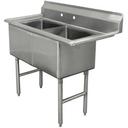 Stainless Steel Fabricated Economy Sink with 2 Compartment, No Drain Board.Overall Length 41 inch.