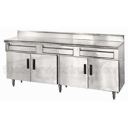 Stainless Steel Enclosed Base Cabinet Hinged With Drawers, 30x120 inch.