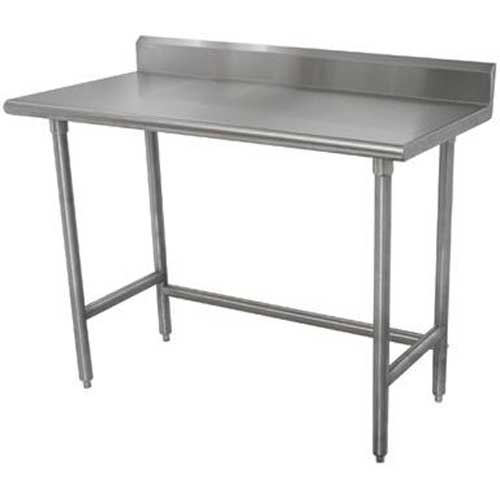 Premium Stainless Steel Work Table, 5 inch Back Splash With Galvanized Legs, Open Base. Size: 24 inch Width