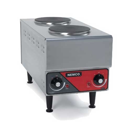 Nemco Food Equipment Cast Iron Alloy Raised Vertical Double Burner Hot Plate, 11.375 x 24.125 x 14.5 inch.