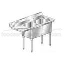 Aero 18 Gauge 304 Stainless Two Compartment NSF Sink, 23.4 x 60 x 24 inch.