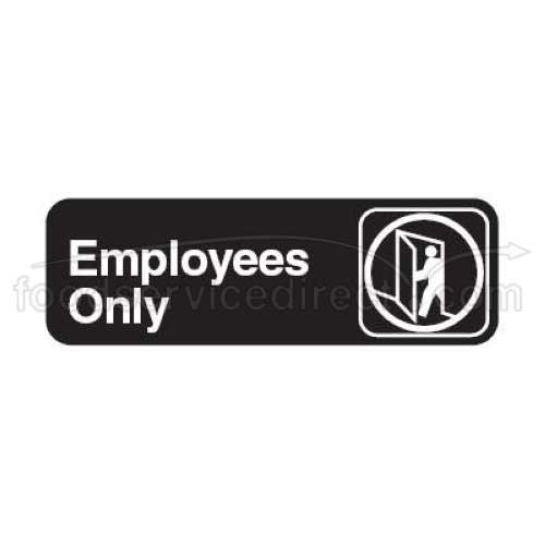 Traex White Imprint On Black Employees Only - Sign, 3 x 9 inch.