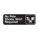 Traex White Imprint On Black No Pets Shoes, Shirt Required - Sign, 3 x 9 inch.