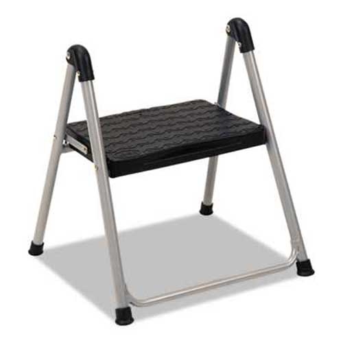Cosco Folding Step Stool, 1-Step, 200lb, 9 9/10 inch Working Height, Platinum/Black