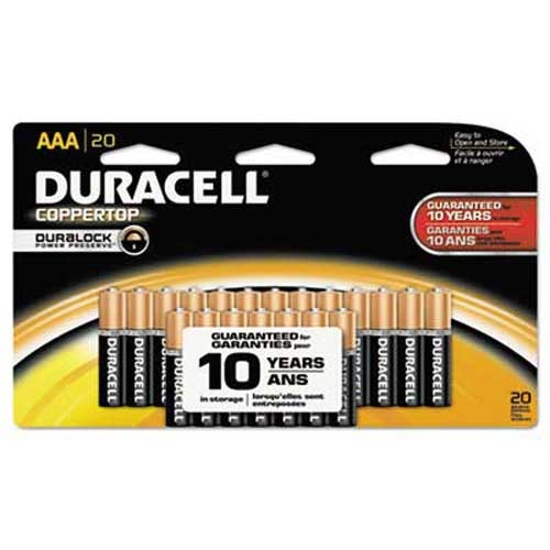 Duracell CopperTop Alkaline Batteries with Duralock Power Preserve Technology, AAA, 20/Pk