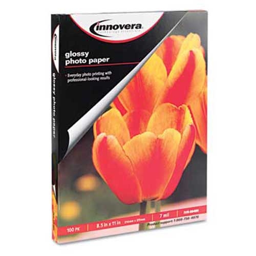Innovera Glossy Photo Paper, 8-1/2 x 11, 100 Sheets/Pack