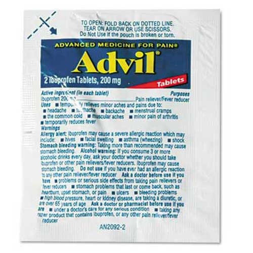 Advil Single-Dose Ibuprofen Tablets Refill Packs, Two-Packs, 30 Packets/Box