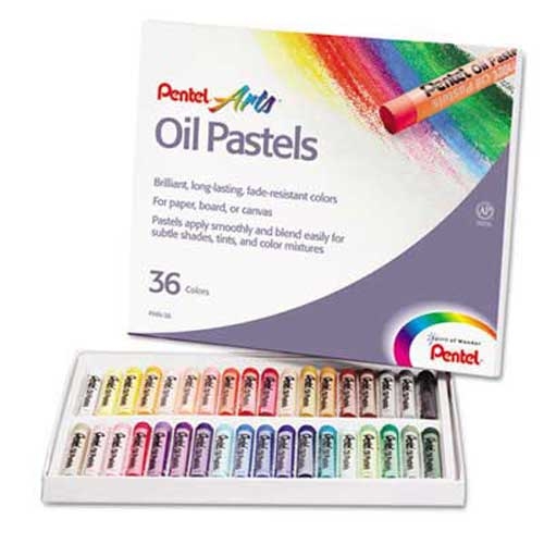 Pentel Oil Pastel Set With Carrying Case,36-Color Set, Assorted, 36/Set