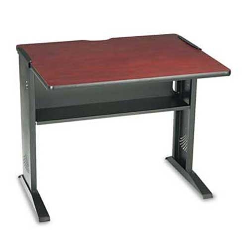 Safco Computer Desk W/ Reversible Top, 35-1/2w x 28d x 30h, Mahogany/Medium Oak/Black