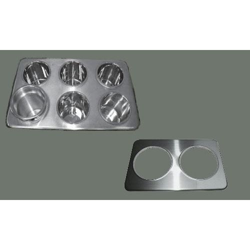 Winco Stainless Steel Adaptor Plate Only with Three 6 3/8 inch Inset Holes.