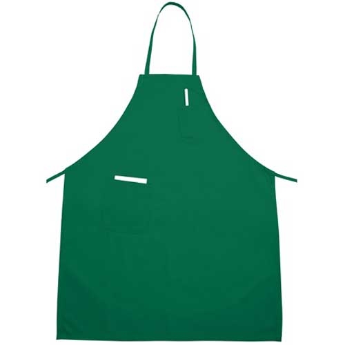 Winco Bright Green Full Length Bib Apron with Pocket, 31 x 26 inch -- 12 per case.