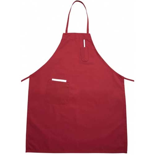 Winco Red Full Length Bib Apron with Pocket, 31 x 26 inch -- 12 per case.