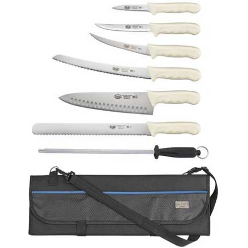Winco Stal 7 Piece Cutlery Set with Knife Bag -- 1 set.