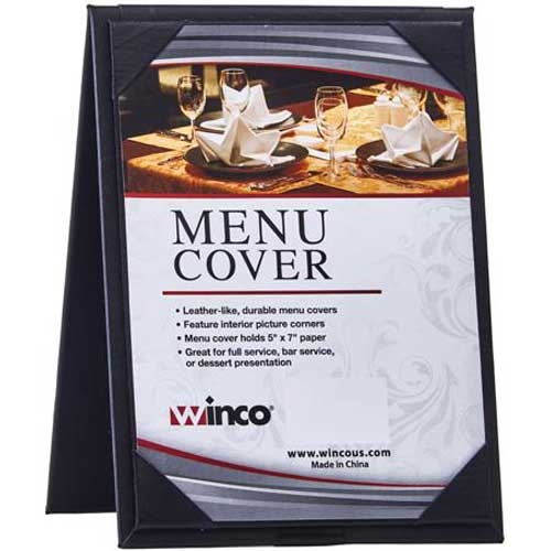 Winco Black Two View Table Tent fits 5 x 7 inch Paper Inserts -- 10 per case.