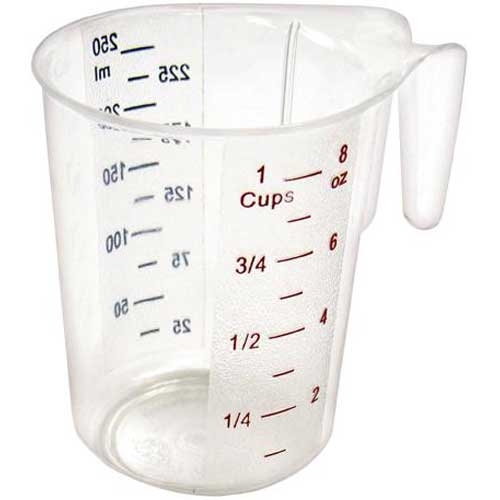 Winco Color Graduations Polycarbonate 1 Cup Measuring Cup -- 6 per case.