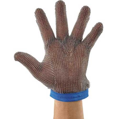 Winco Large Blue Strap Reversible Protective Mesh Glove -- 10 per case.