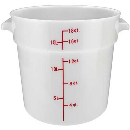 Winco Polypropylene White Round Storage Container, 18 Quart -- 6 per case.