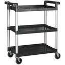 Winco Polypropylene 3 Tier Black Utility Cart, 32 x 16 1/8 x 36 3/4 inch.