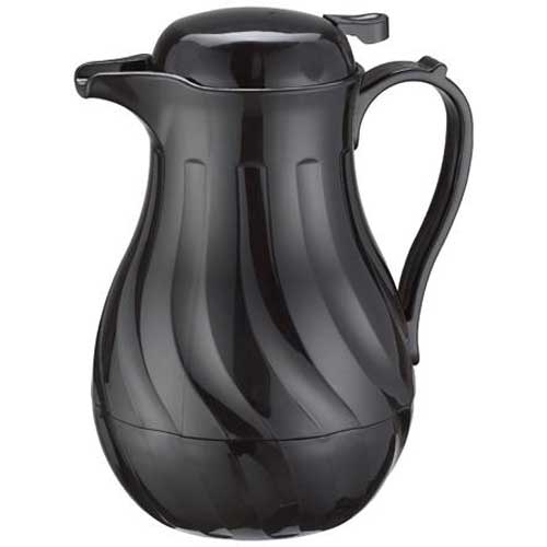 Winco Black Swirl Push Button Insulated Beverage Server, 64 Ounce -- 6 per case.
