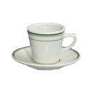 Yanco Green Band Ceramic American White Round Tall Cup, 7 Ounce -- 36 per case.