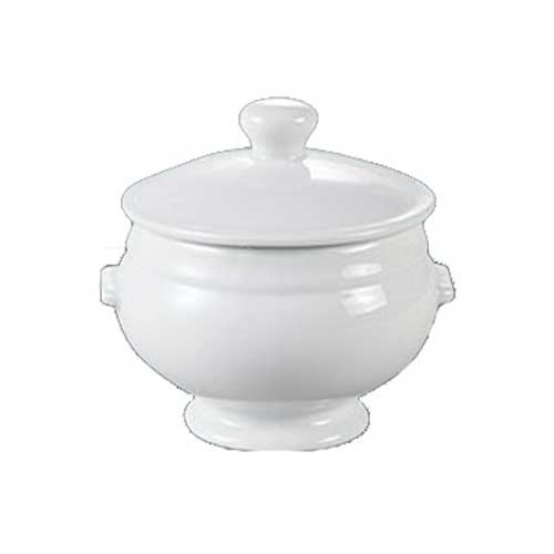 Yanco Porcelain White Round Accessories Lion Bouillon with Lid, 12 Ounce -- 24 per case.