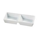 Yanco Main Land Porcelain Super White Rectangular 2 Divided Compartments Tray, 10 inch Length x 4 inch Width x 1 5/8 inch Height -- 24 per case.