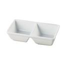 Yanco Main Land Porcelain Super White Rectangular 2 Divided Compartments Tray, 10 inch Length x 5 1/2 inch Width x 2 5/8 inch Height -- 24 per case.