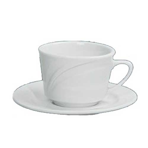 Yanco Miami Porcelain Bone White Round Embossed Saucer, 5 1/2 inch Diameter -- 36 per case.