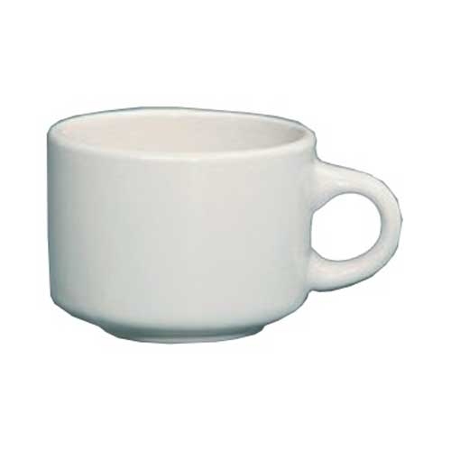 Yanco Recovery Ceramic American White Round Rolled Edge Stackable Cup, 7 Ounce -- 36 per case.