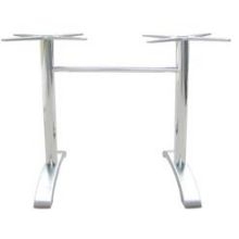 Emu Zak 2 Leg Polished Aluminum Outdoor Indoor Dinning Table Base Only, 29.5 x 28 x 26 inch.