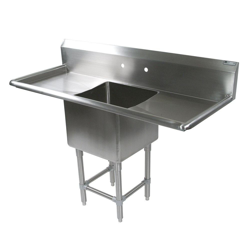 John Boos 16 Gauge Stainless Steel One Bowl Sink with 24 inch Left and Right Drainboard, 69 1/4 x 23 1/2 inch.