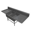 John Boos 16 Gauge Stainless Steel Two Bowl Sink with 24 inch Left and Right Drainboard, 87 1/4 x 29 1/2 inch.