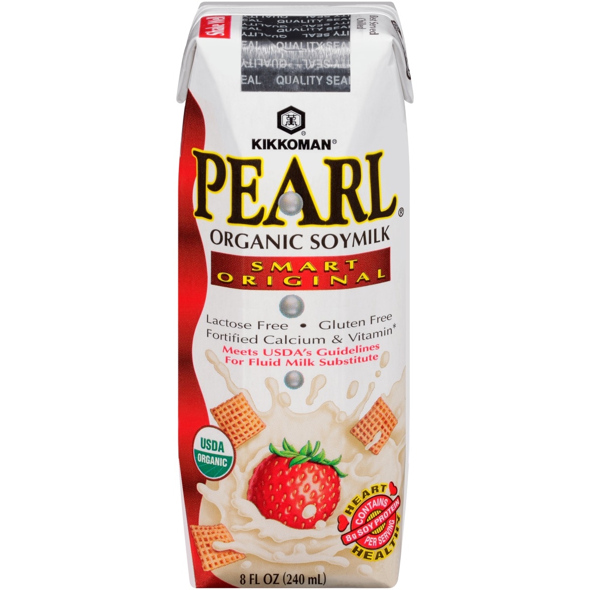 Kikkoman Pearl Organic Smart Original Soymilk, 8 Fluid Ounce -- 24 per case.