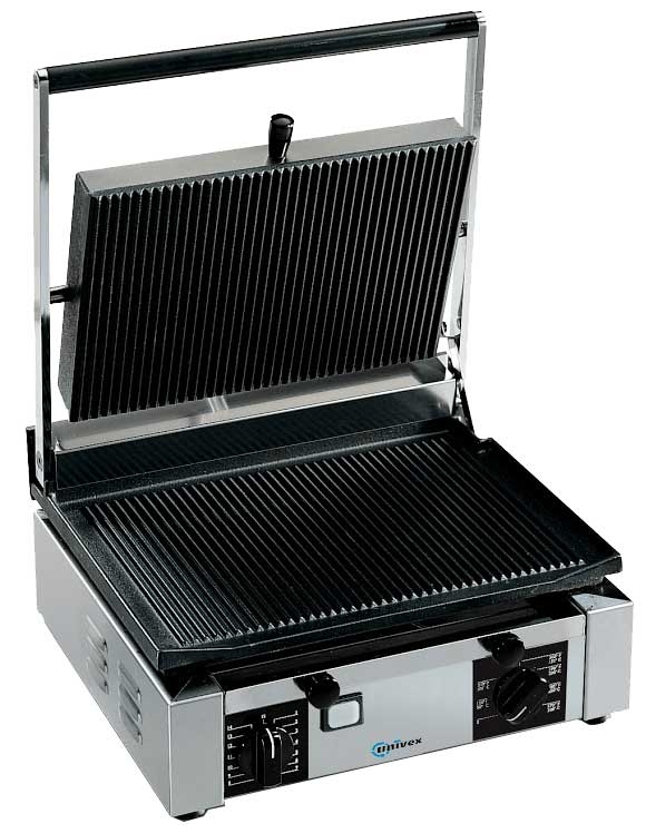 Univex Single 120 Volt Ribbed Panini Press, 1.5 inch Wide