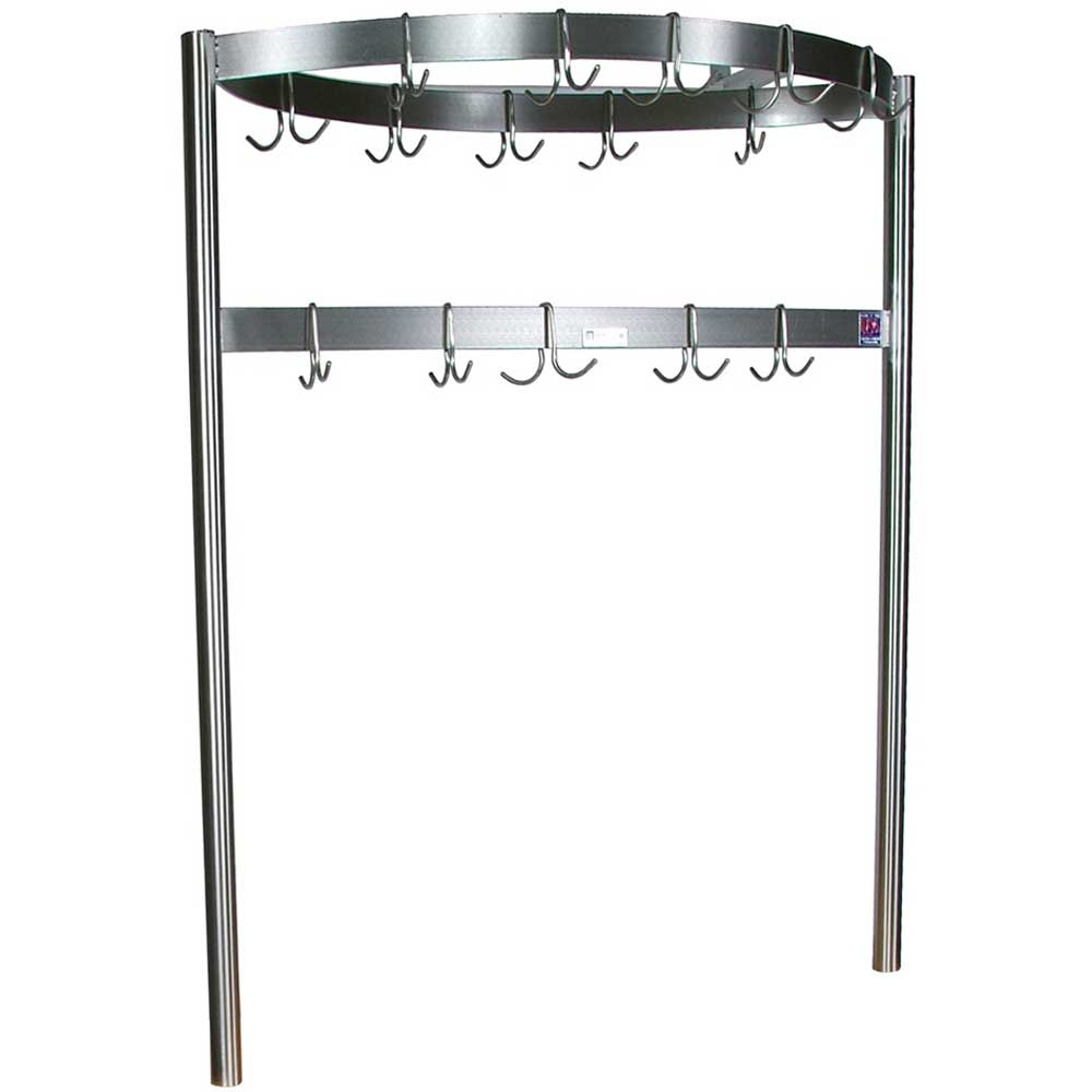 John Boos Table Mount Boat Shaped Stainless Steel Pot Rack, 60 inch.