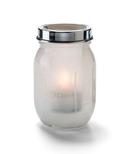 Hollowick Firefly Satin Linen Glass Jar Lamp with Tealight Cradle Hanger, 5 1/4 x 3 x 3 inch.