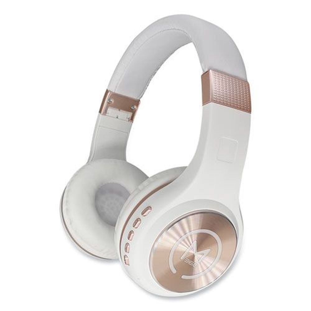 Morpheus 360 White/Rose Gold Serenity Stereo Wireless Headphones with Microphone, 3 Feet Cord