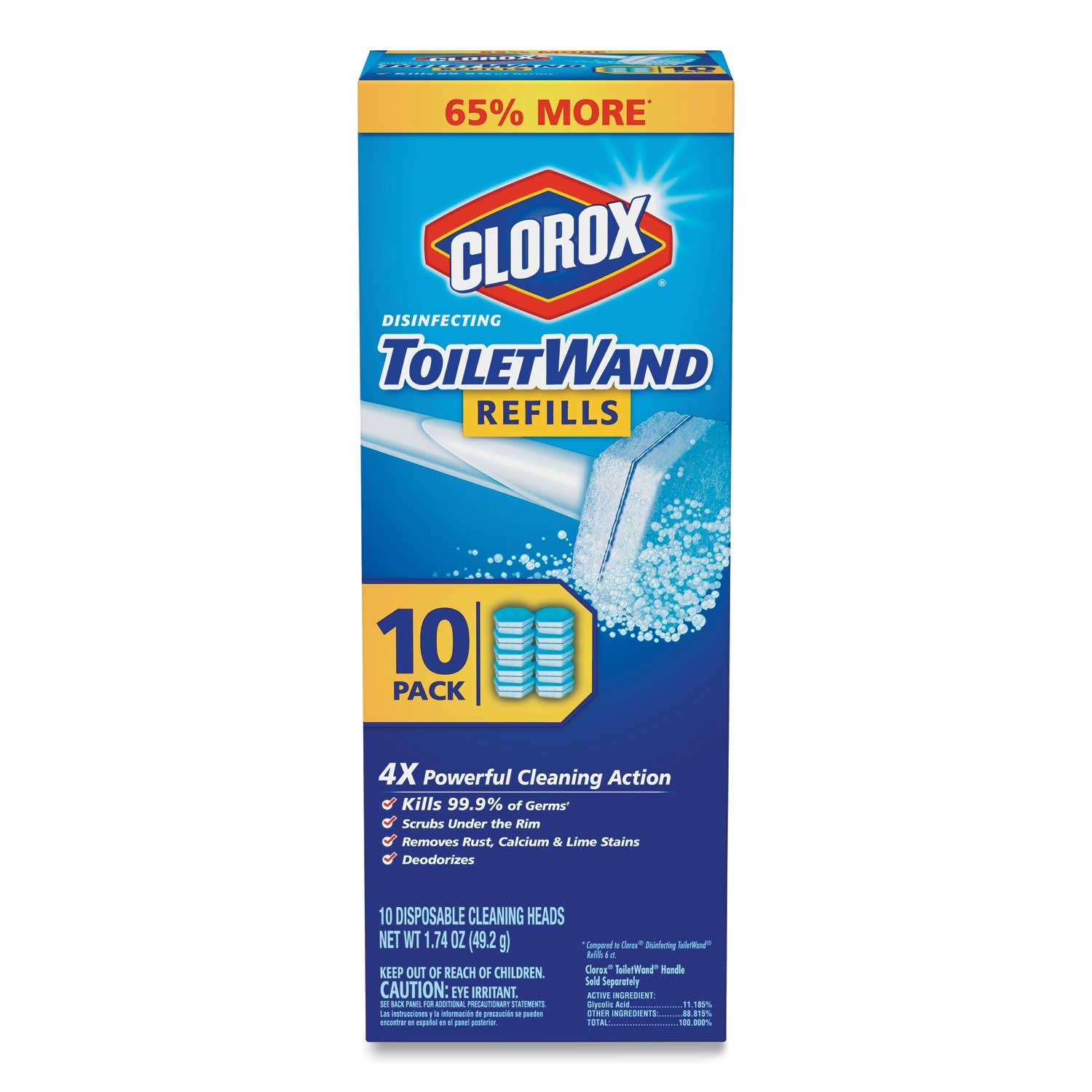 Clorox Blue/White Disinfecting Toiletwand Refill Head - 10 per pack -- 6 packs per case