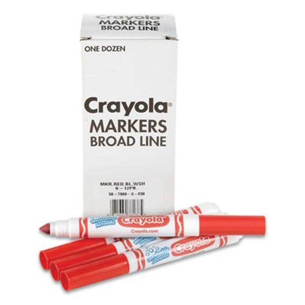 Crayola Red Broad Bullet Tip Broad Line Washable Marker -- 12 per box