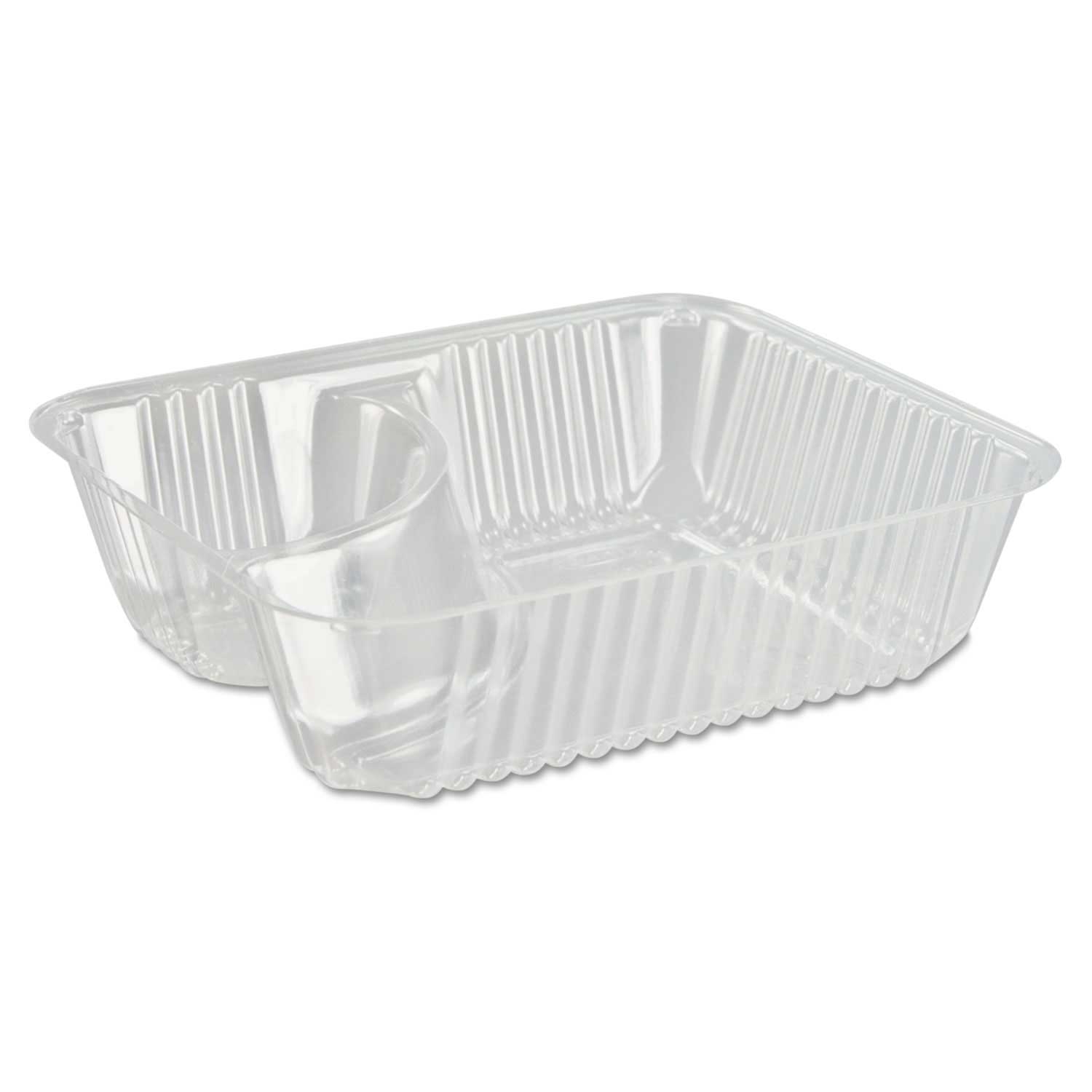 Dart ClearPac Oriented Polystyrene Clear 2 Compartment Small Nacho Tray, 9.7 and 2.4 Ounce -- 125 per case