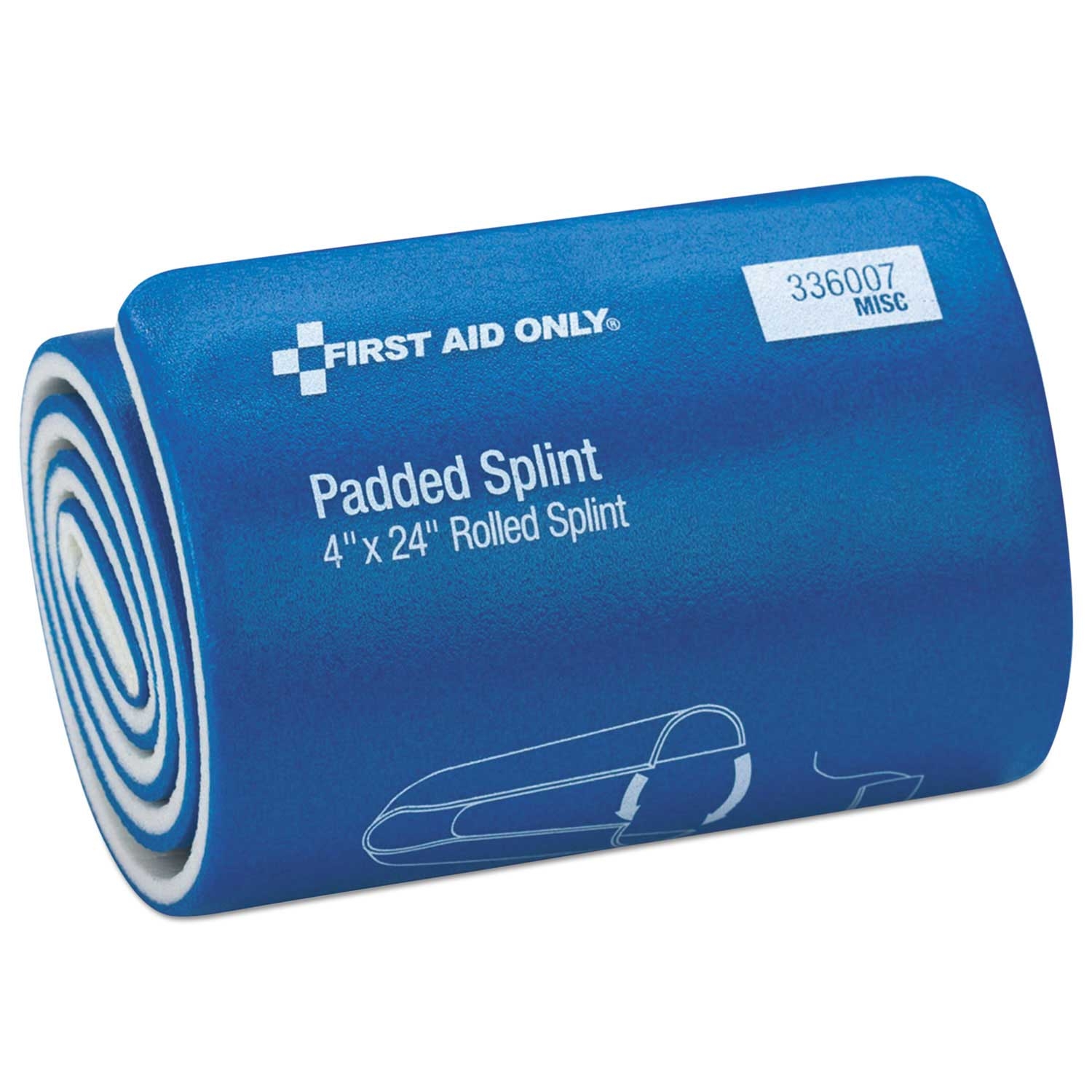 First Aid Only Blue White Padded Splint, 4 x 24 inch
