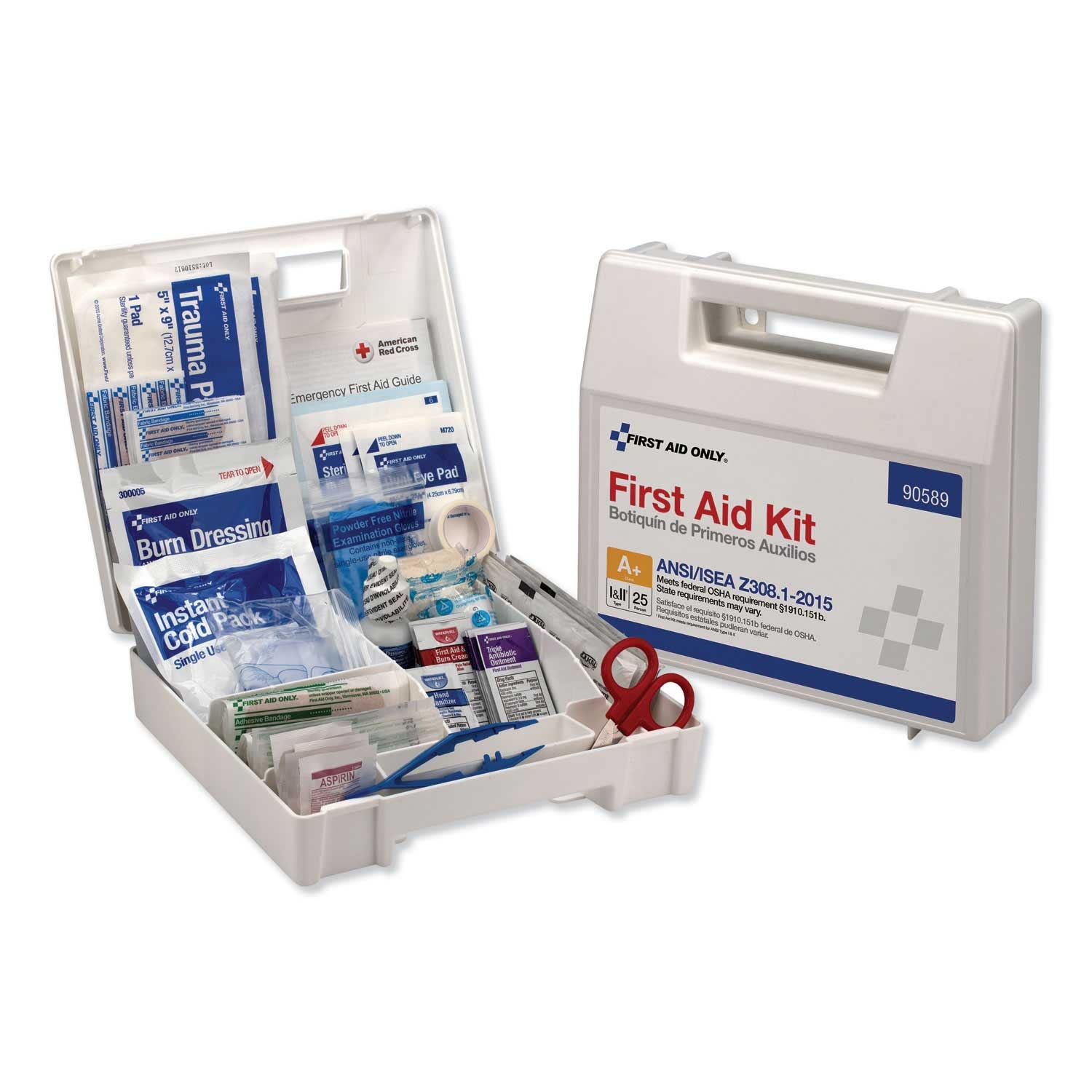 First Aid Only Ansi 2015 Compliant Class A Plus Type I and II First Aid Kit for 25 People -- 1 kit