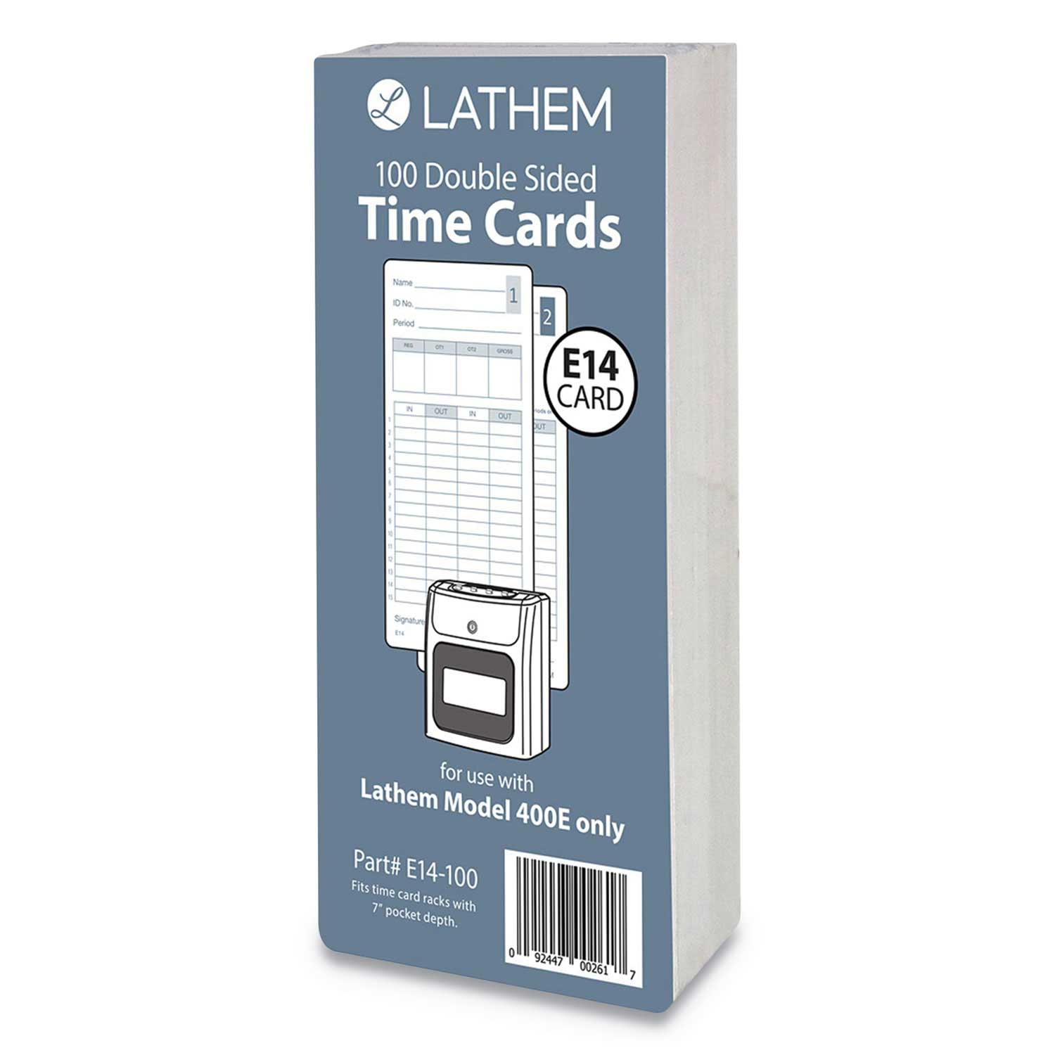 Lathem E14-100 Two Sides Time Card, 7 inch
